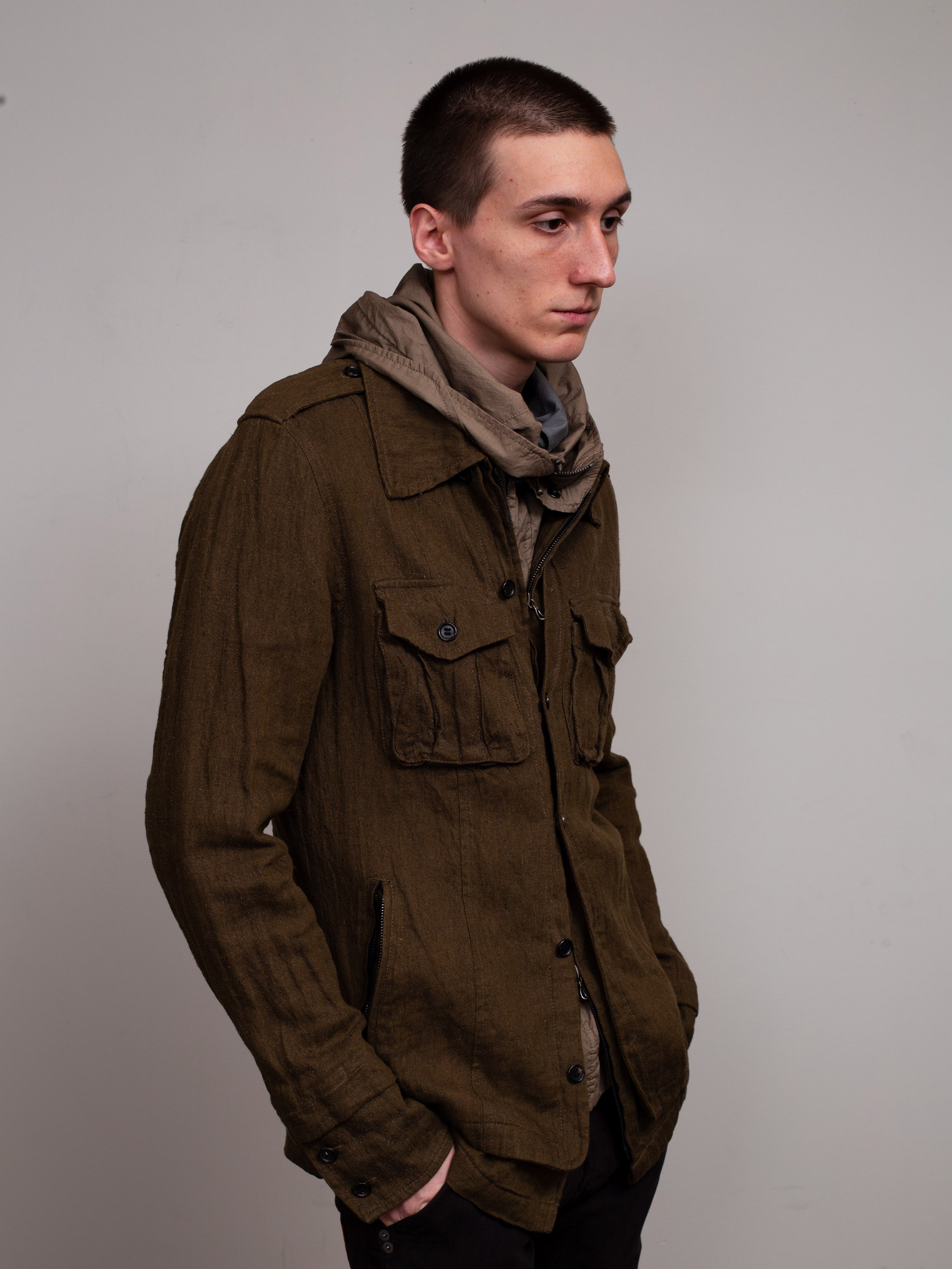 2000s Wrinkled Military Jacket