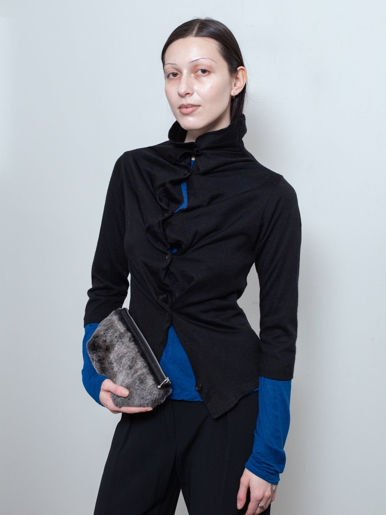 2000s Quarter-Sleeve Turtleneck Cardigan