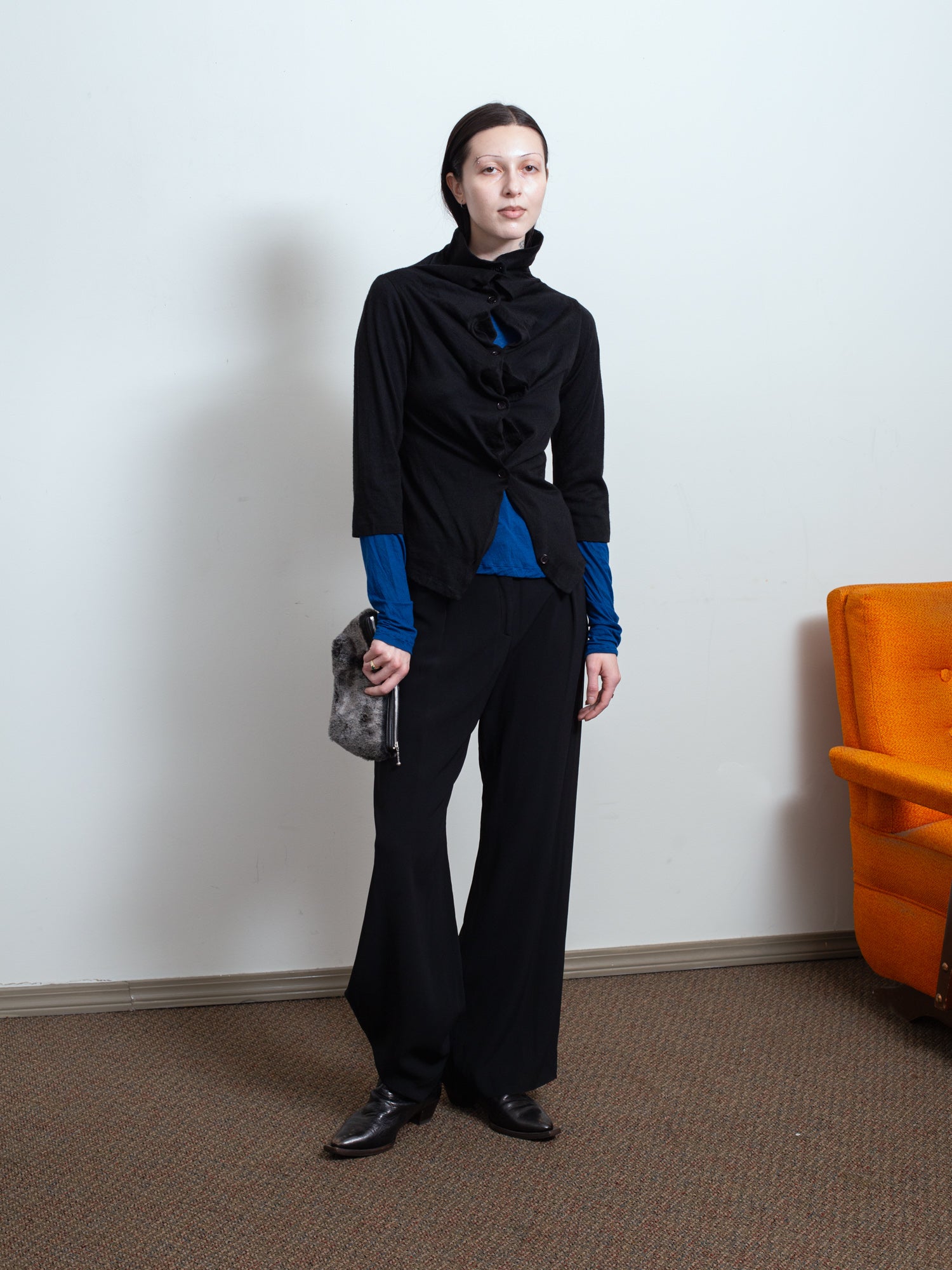 2000s Quarter-Sleeve Turtleneck Cardigan
