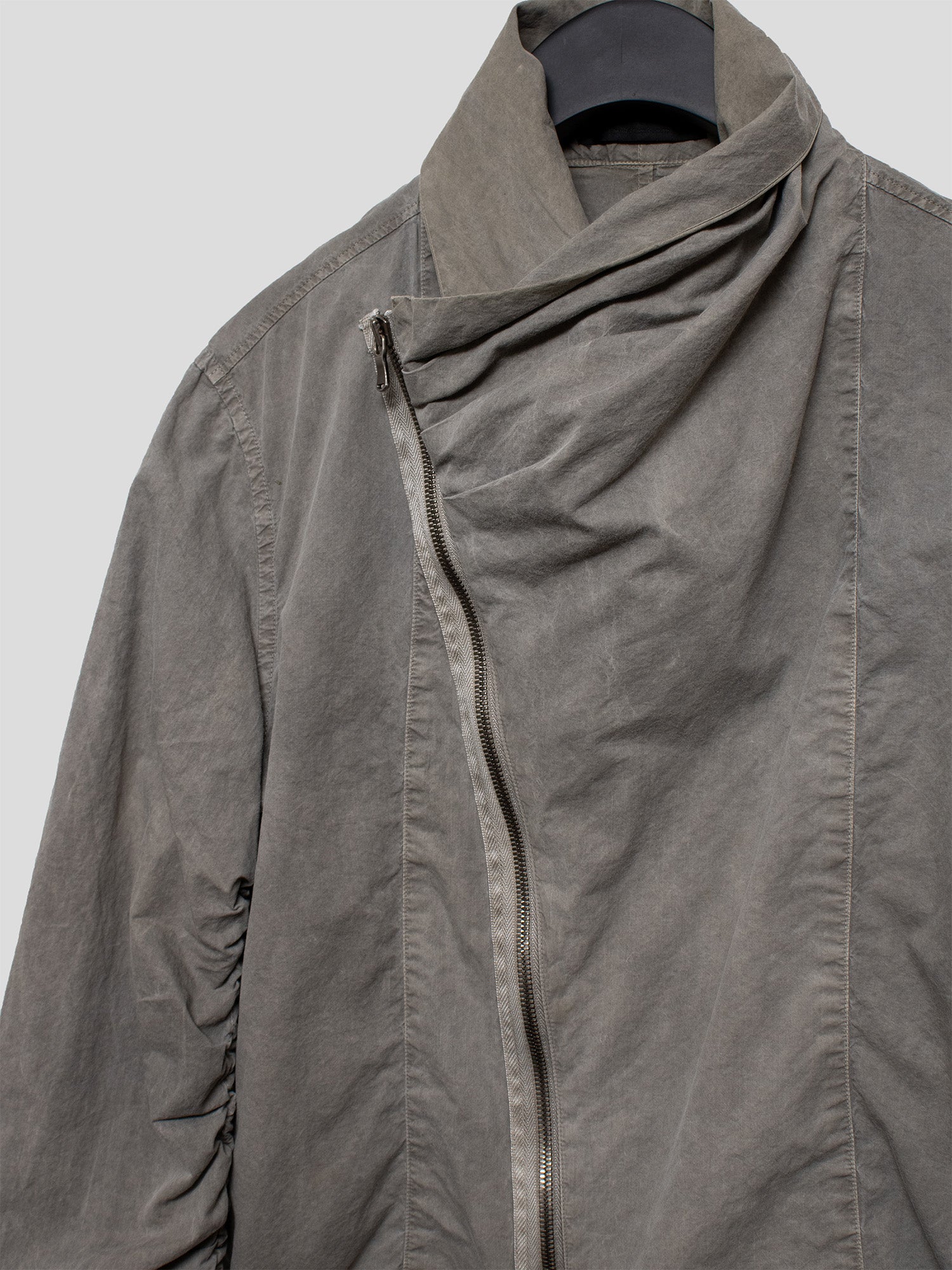 SS12 Gathered-Sleeve Zip-Up Shirt