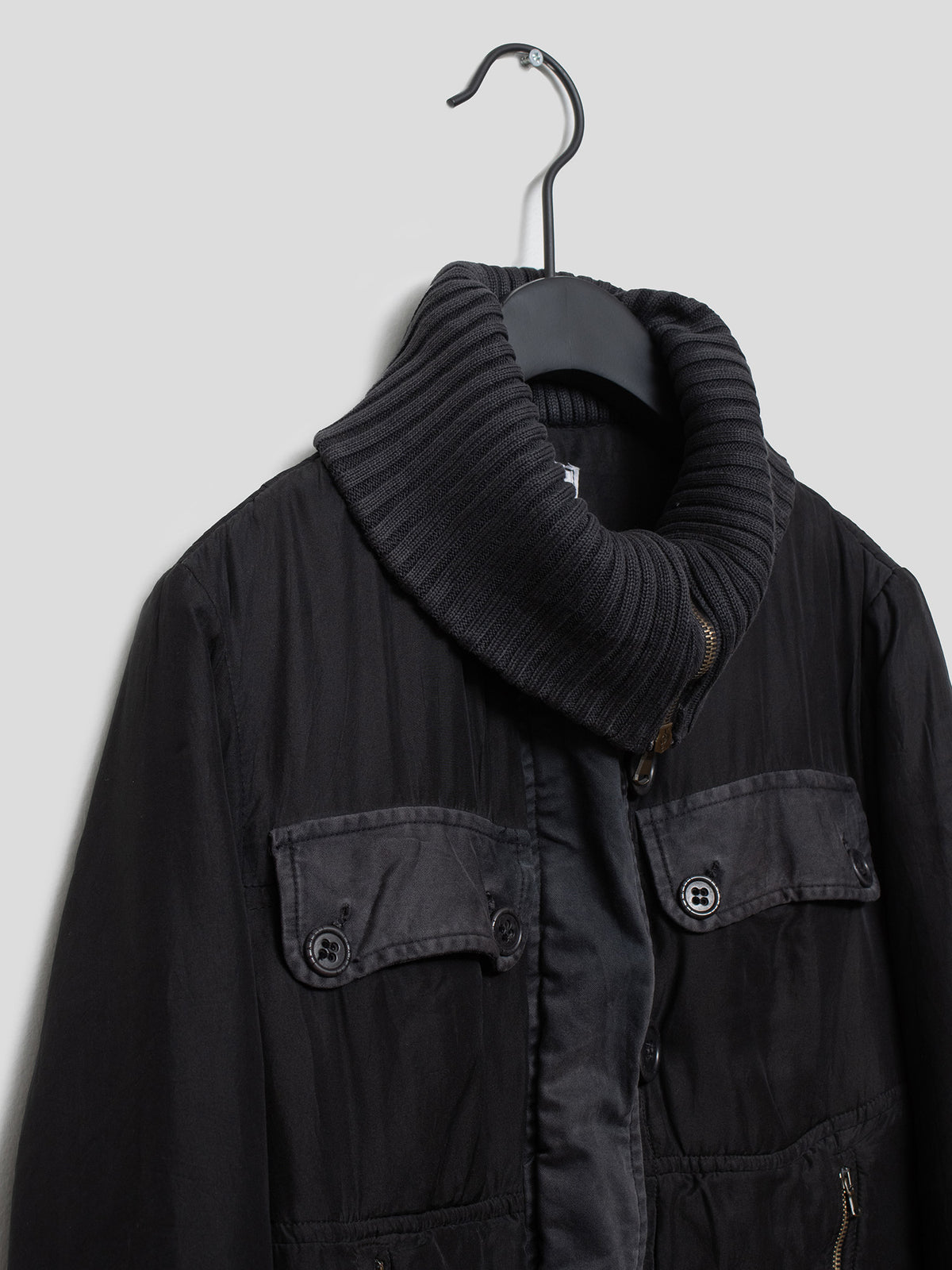 Padded Silk Short Parka