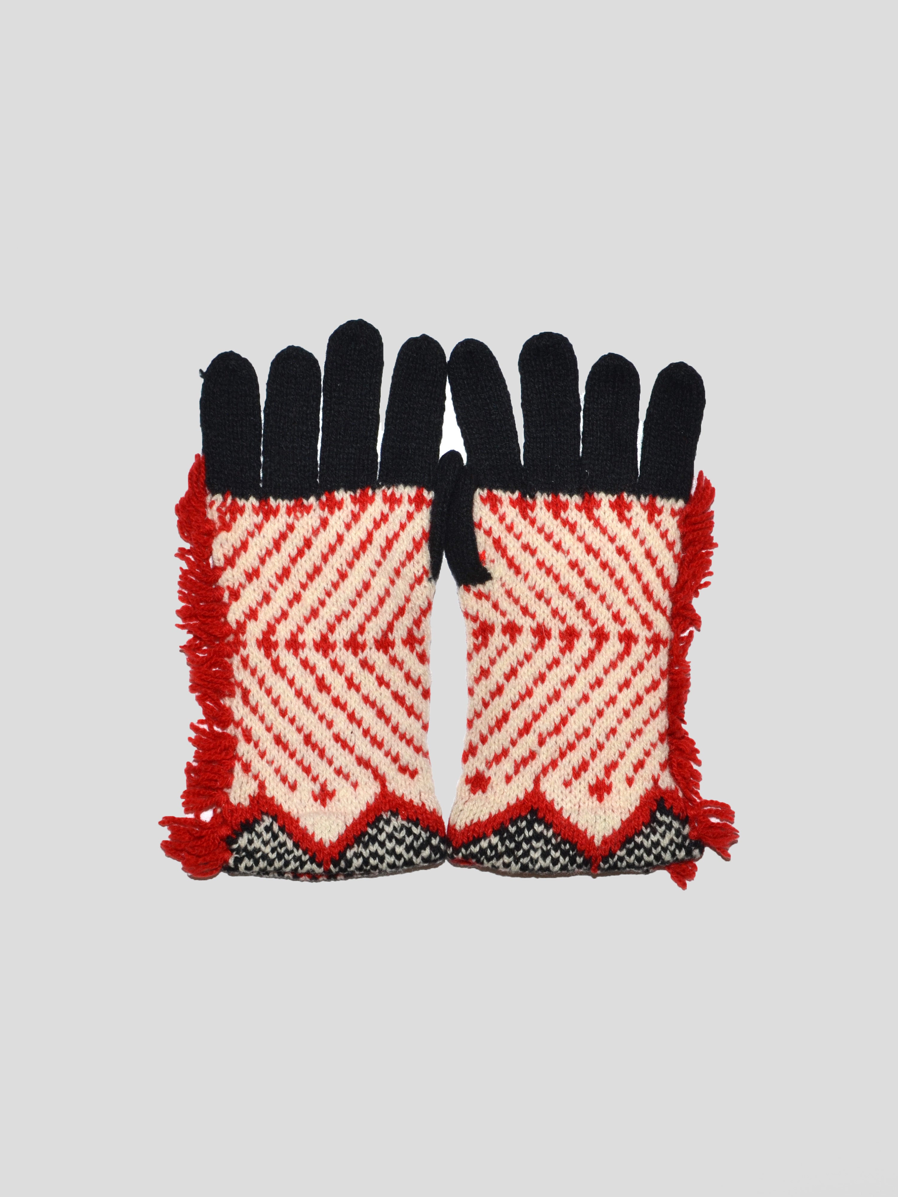 Patterned Fringe Gloves