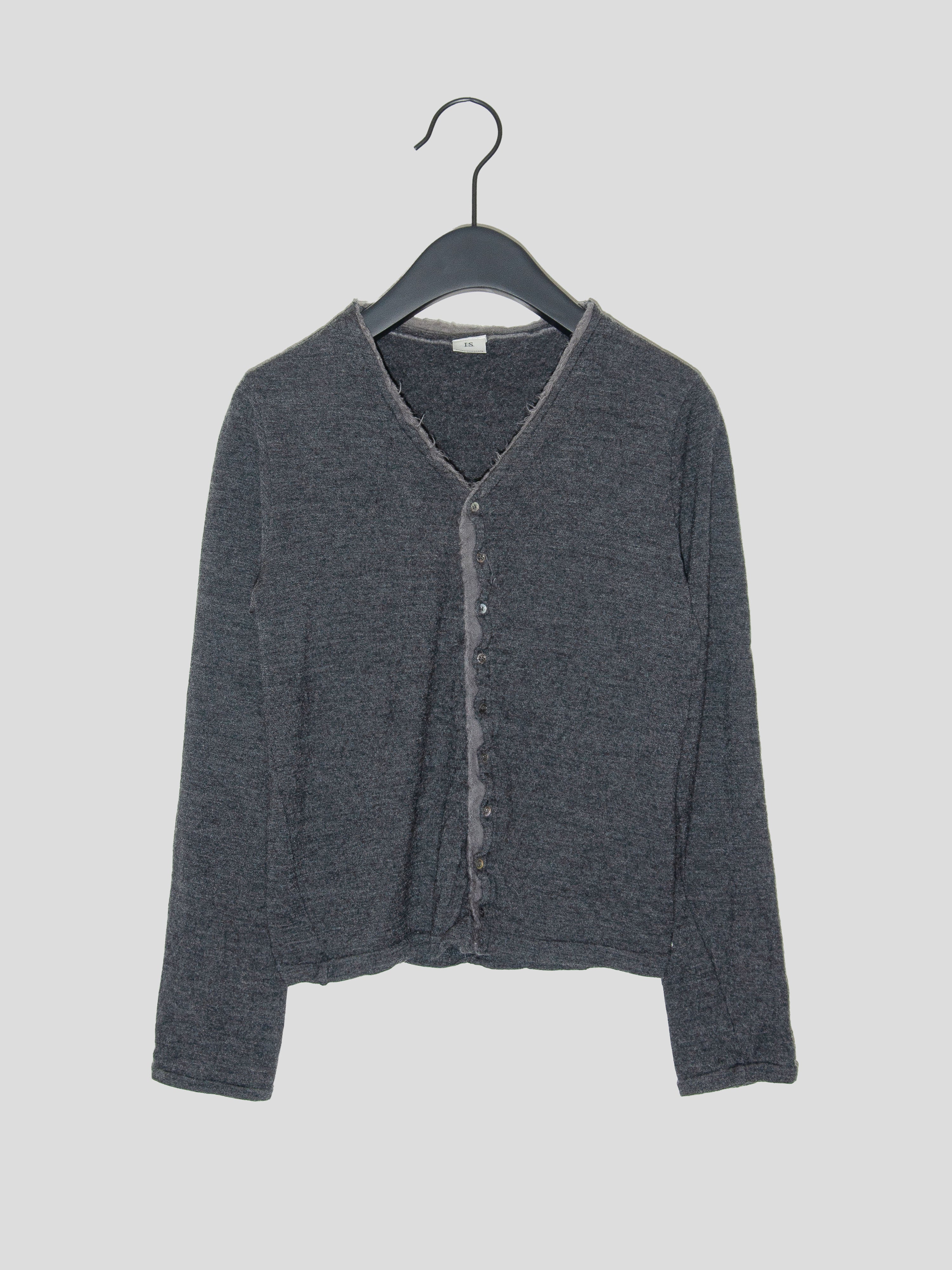 Raw Edge Button Cardigan